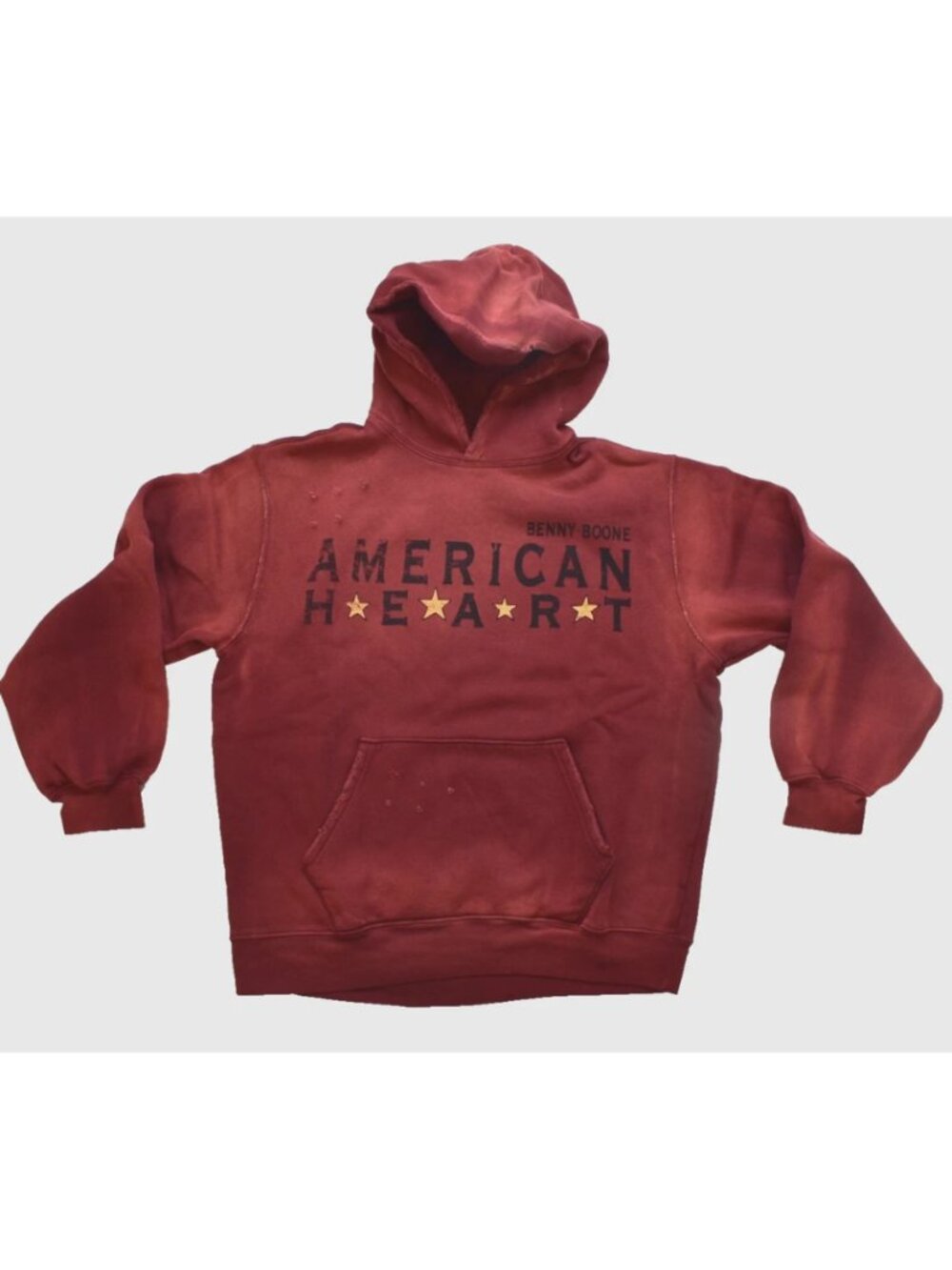 Benson Boone Adult American Heart Tour Star Red Distressed Hoodie New Large